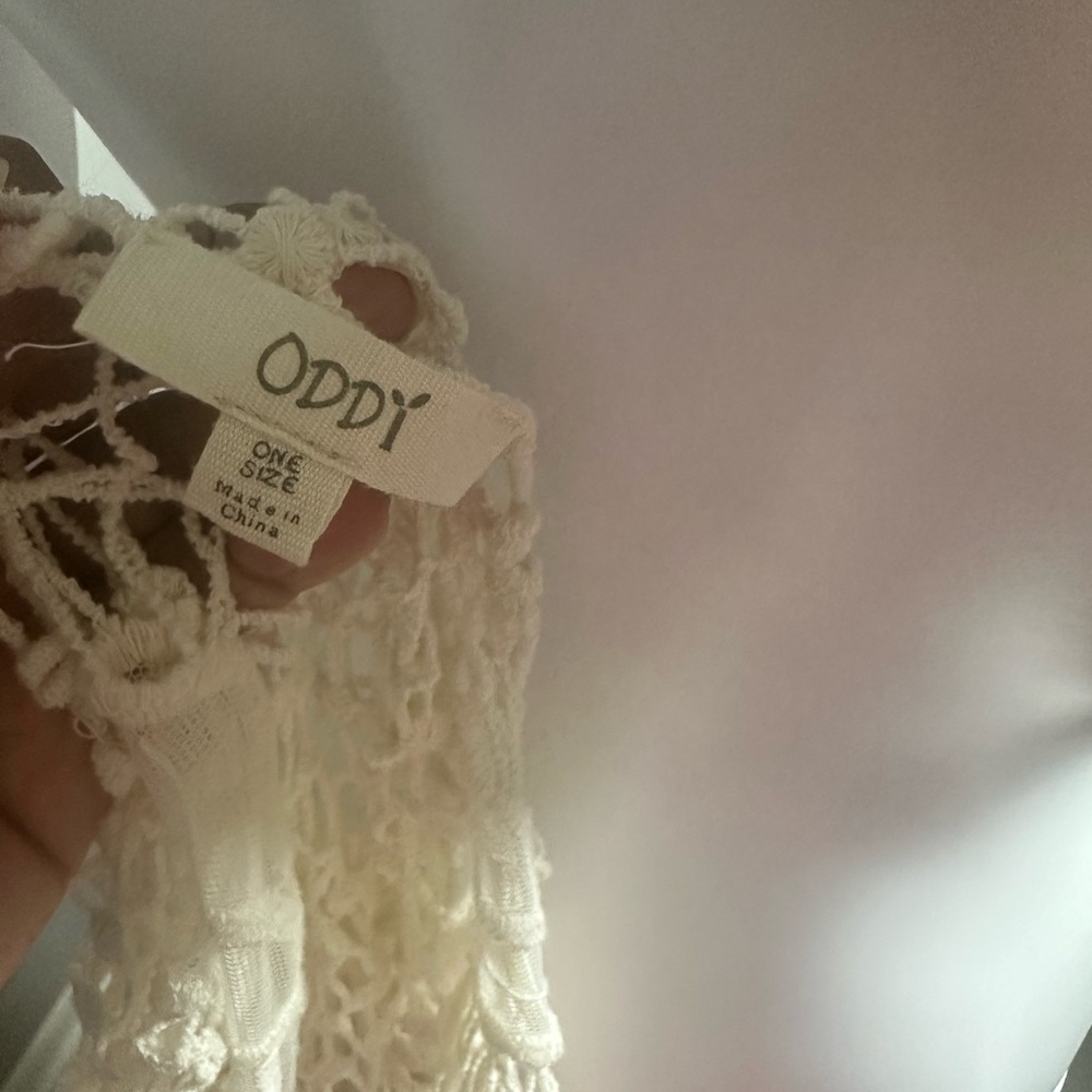 ODDY Cream Crochet Lace Duster Top Stretch Boho One Size - Picture 6 of 6